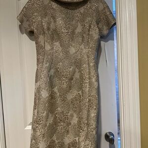Teri Jon Elegant Gold Brocade Dress